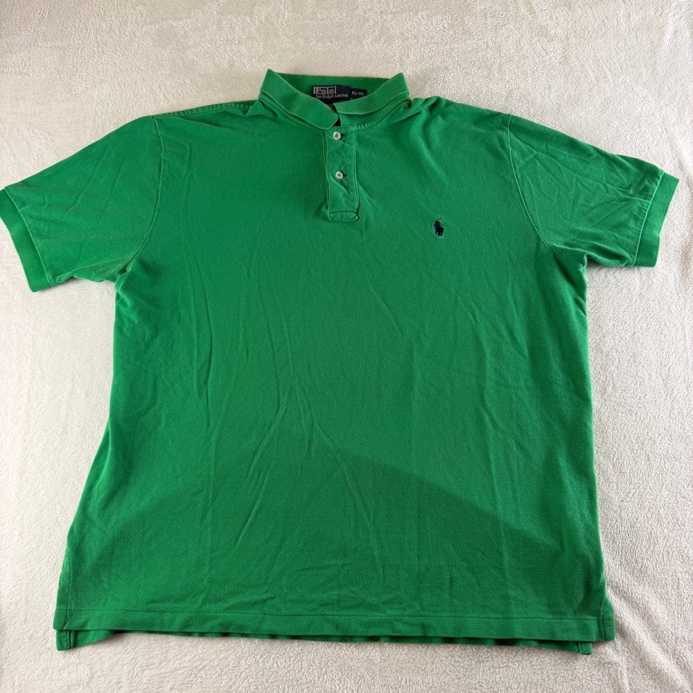 Polo Ralph Lauren Vintage Polo Shirt Mens XL Green Short Sleeve Pique Pony Logo